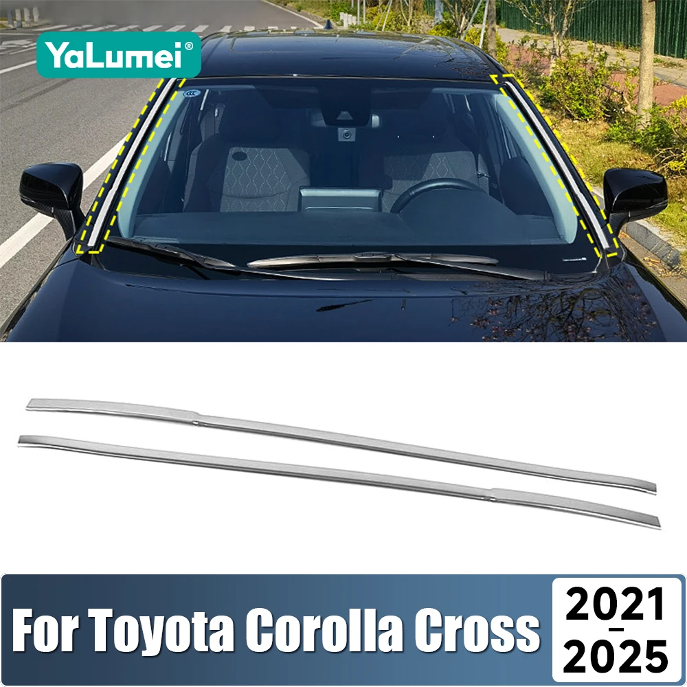 

For Toyota Corolla Cross XG10 2021 2022 2023 2024 2025 Stainless Car Front Windshield Window Trim Strip Stickers Accessories
