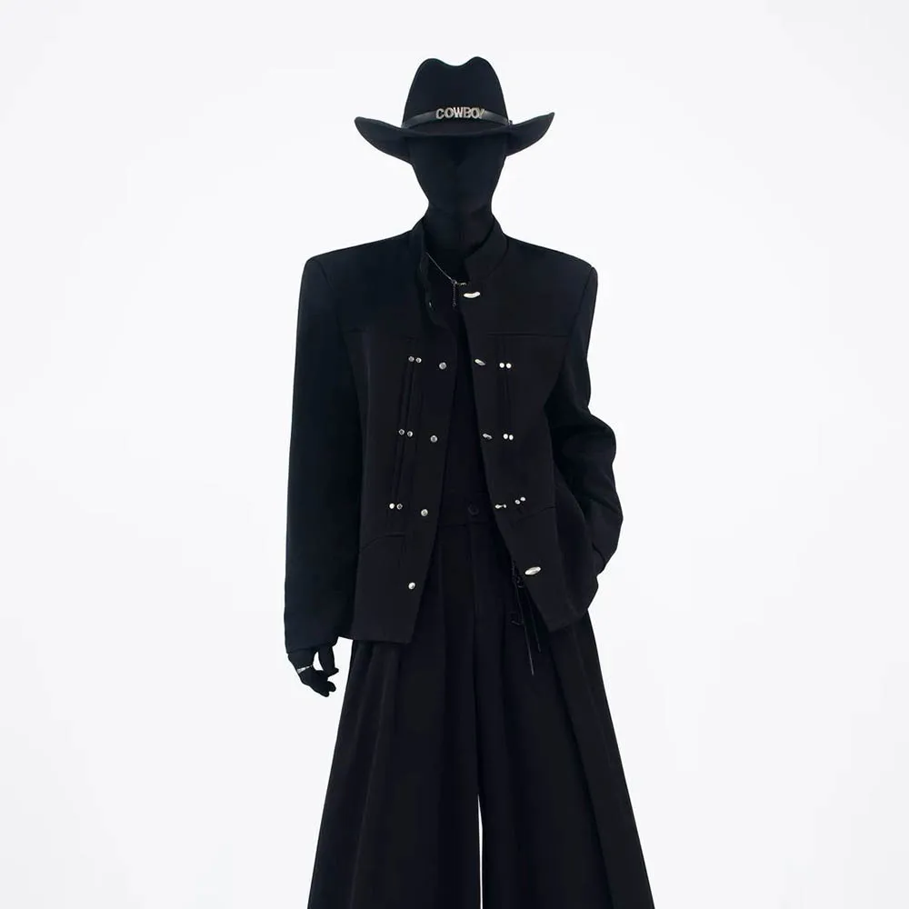 

Autumn Men's Solid Color Long-Sleeved Jacket Straight Trousers Chinese Retro Fashion Trend High Street Loose Men's Clothing 2025