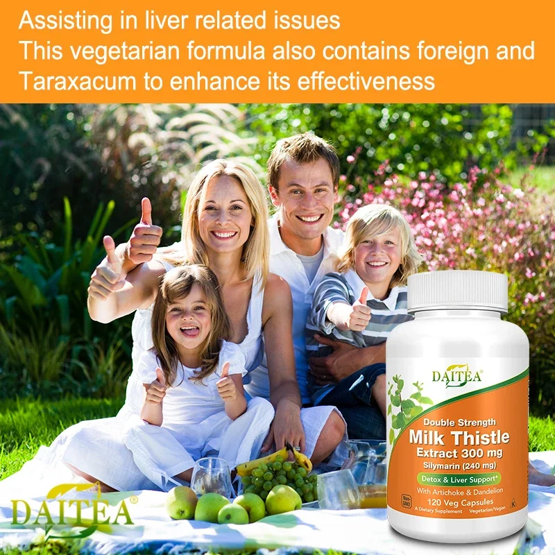 Mariadistelextractsupplementen, Silymarin, dubbele sterkte, levergezondheid, ondersteunt leverfunctie, detox, niet-GMO, vegetarisch