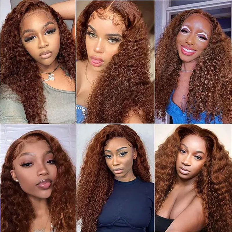 250% Chocolate Brown Deep Wave Human Hair Wig 30 34Inch Transparent Lace Frontal Wigs For Women 13x6 Lace Front Water Curly Wigs