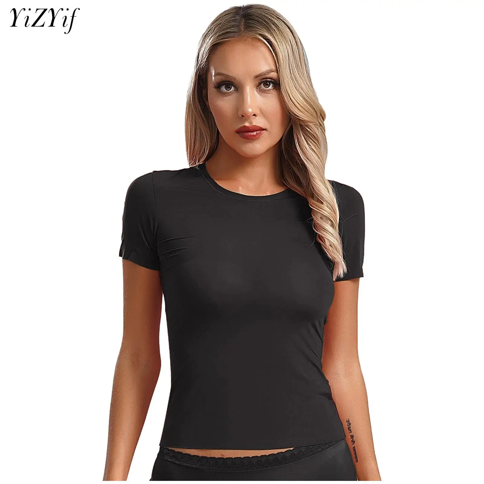 Seamless Women Running Sports T Shirt Summer Short Sleeve Quick-dry Ice Silk Stretchy GYM Yoga Slim Fitness Active Top Tee