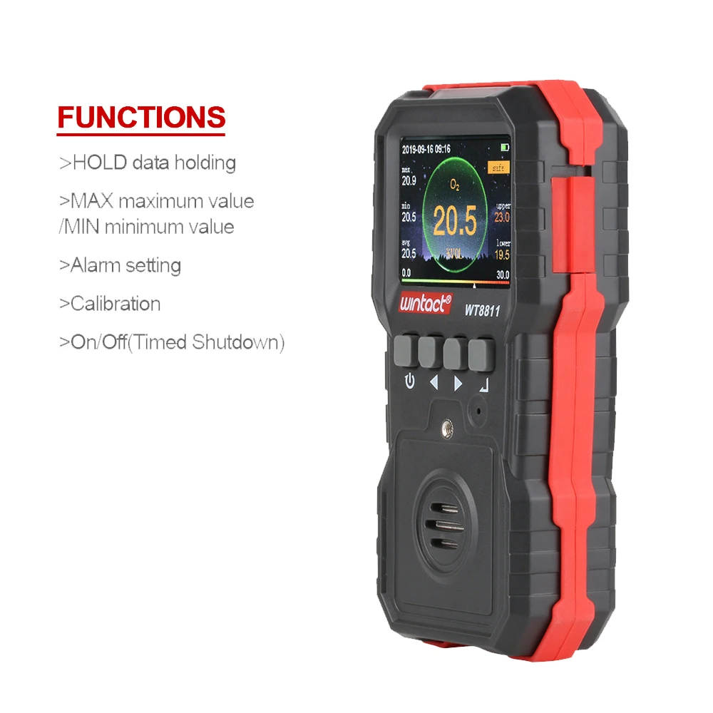 WINTACT 4 in 1 Gas Detector Gas Monitor Air Quality Meter/Sensor Gas Leak Detector Combustible Gas Sensor Vibrating/Light Alarm