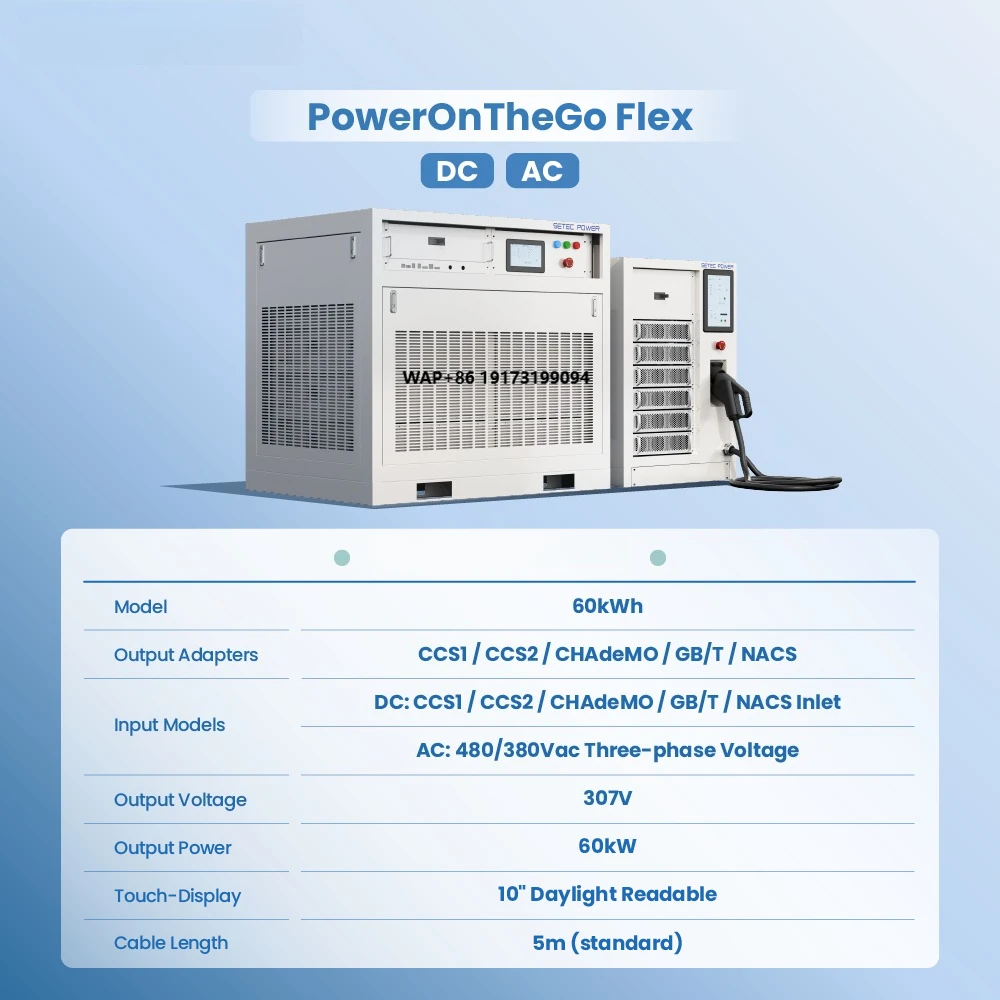 60kW Emergency Level 3 Dc Fast Portable Mobile Ev Charger Battery Roadside Electric Vehicle Charging Station