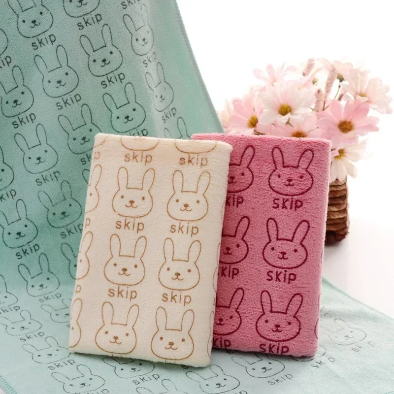 

Microfiber Brushed Towel Solid Color Newborn Baby Soft Flannel Towel Cartoon Rabbit Quick Dry Reusable Only Bathroom Accessories