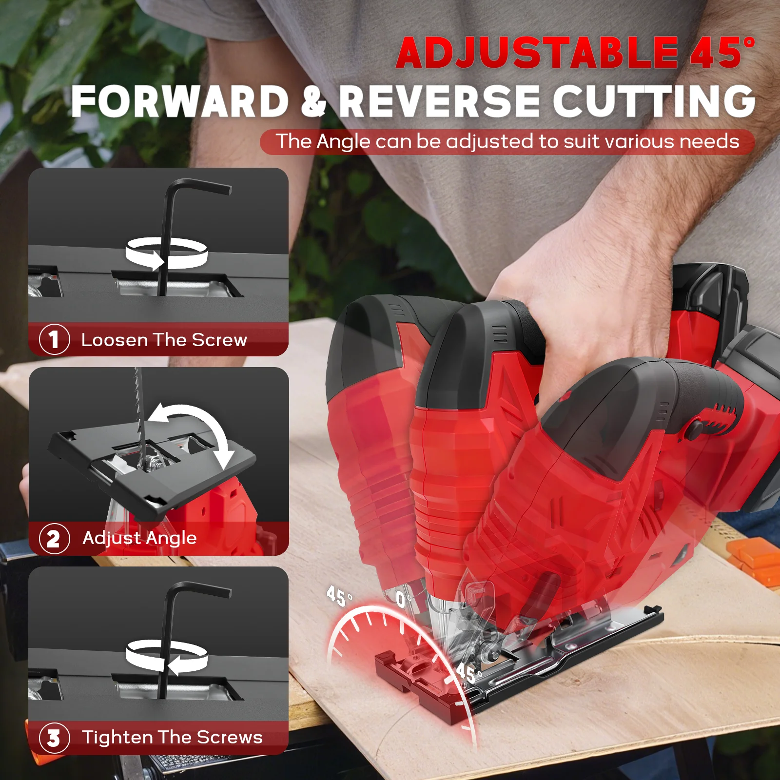 Borstelloze Elektrische Decoupeerzaag 750W 2700 RPM Draadloze Decoupeerzaag 7 Snelheden Hout Plastic Metaal Snijden Voor Milwaukee 18V batterij Pin