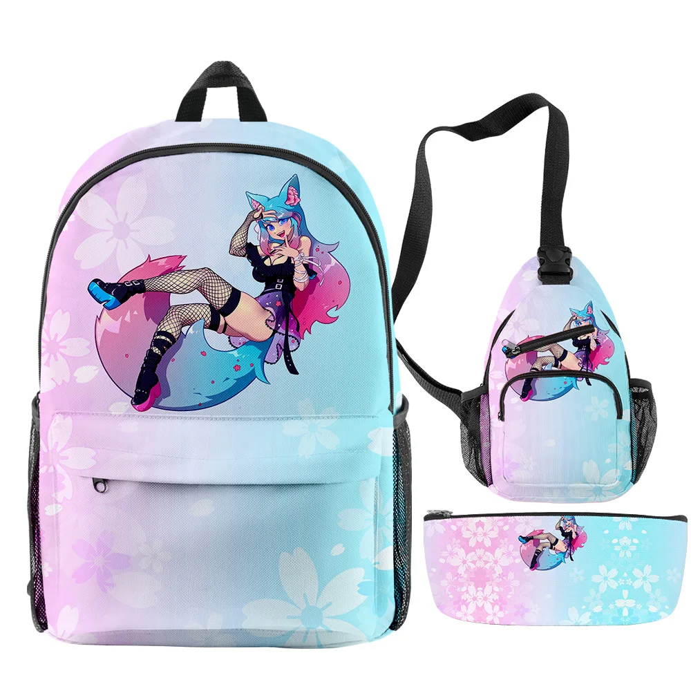 VTuber Silvervale Anime Backpacks 3 Pieces Sets Zipper Daypack Unisex Traval Bag 2023 New Manga Student School Bag