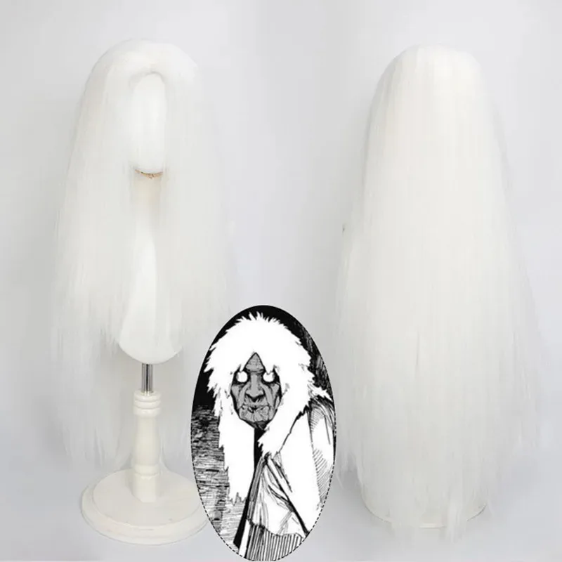 Cyanime dandadan cosplay turbo vovó traje 85cm longo branco cabelo reto cos dandadan halloween festa de natal cos perucas