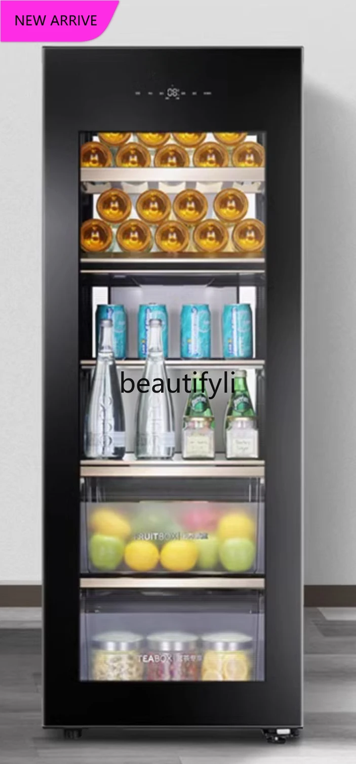 

Вертикальный холодильник A601 на 192 литра с двумя температурными зонами для офиса, для чая, фруктов и овощей, прозрачный