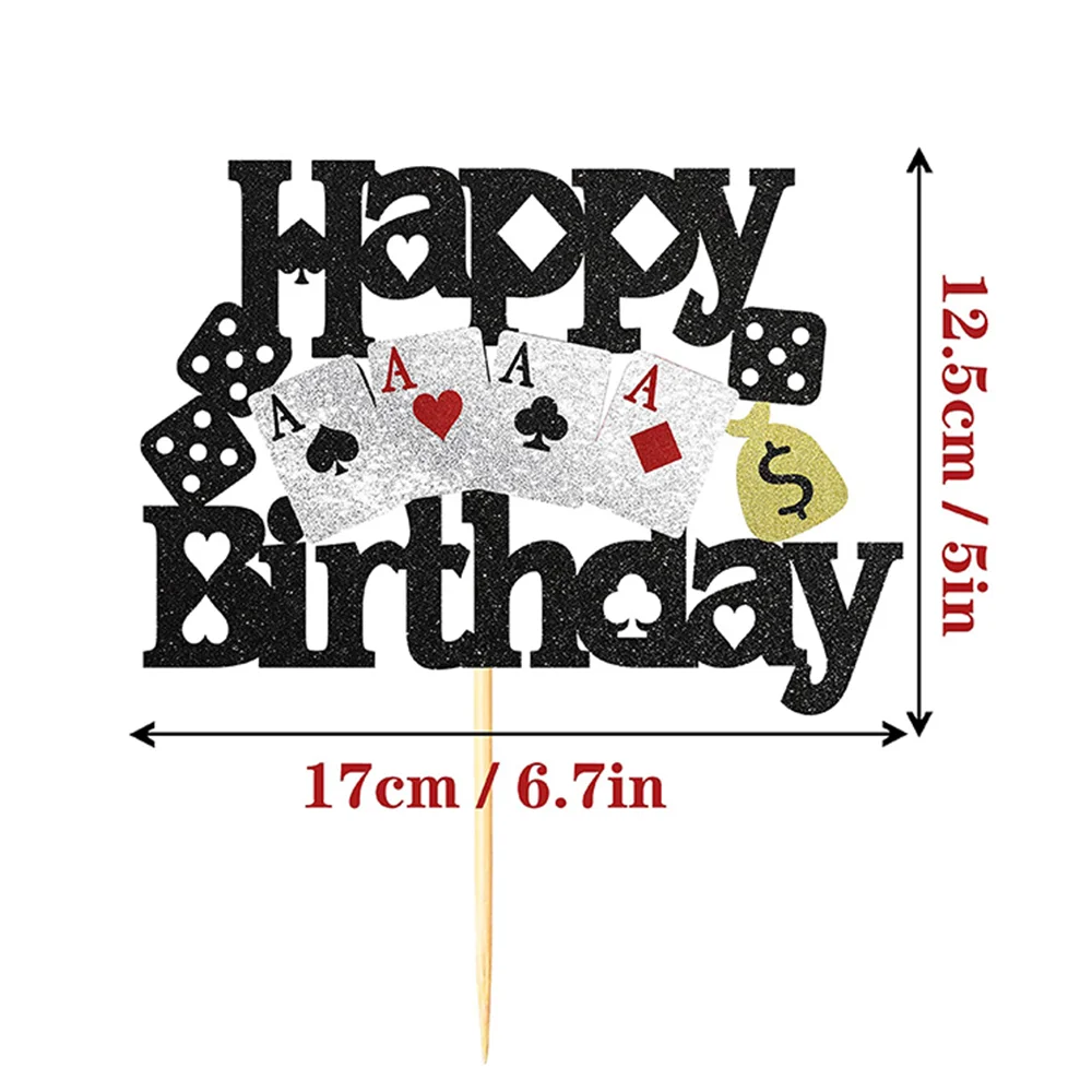 Casino Geburtstagstorte Topper Cupcake Dekorationen Poker Karte Thema Party Supplies Vegas Nacht Dekor – Detail 1