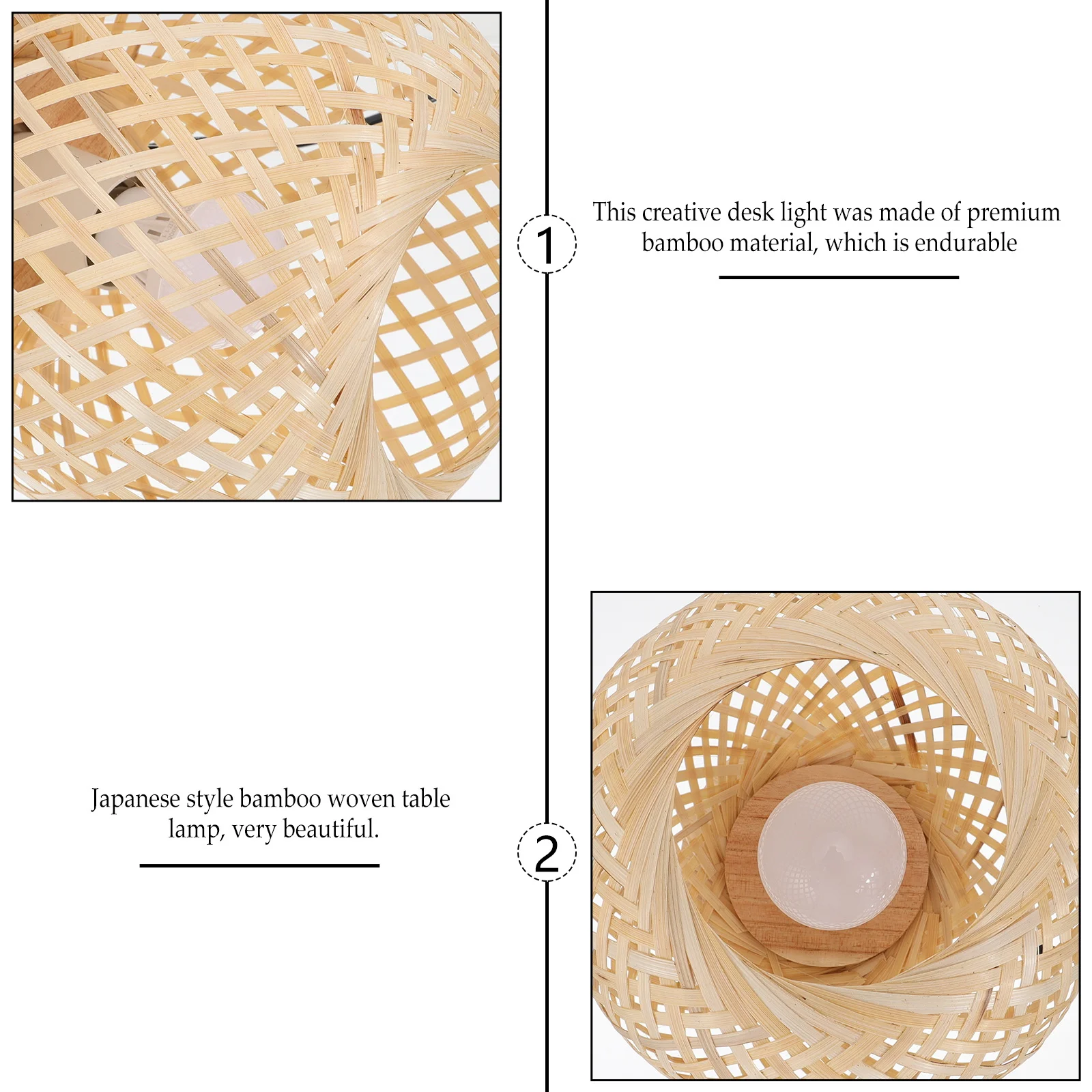 

1Pcs Bamboo Woven Desk Light Japanese Style Classic Vintage Bedside Decoration Eco Friendly Bedside Lighting