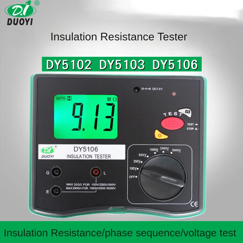 

DUOYI DY5102/5103/5106 Multifunctional Digital Insulation Resistance Tester Digital Display Megohmmeter