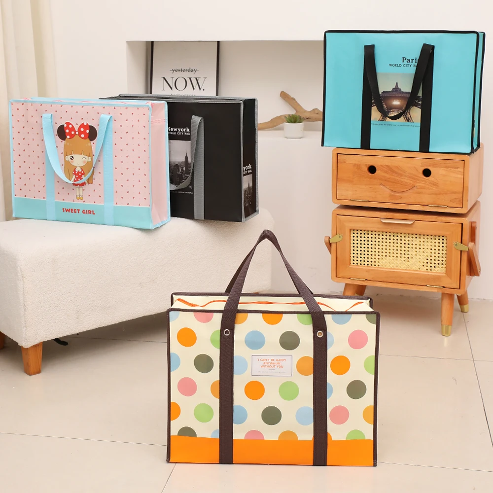 Tragbare Cartoon Vlies Quilt Aufbewahrung tasche große Kapazität wasserdichte Reise Shopping-Paket Spielzeug Organisation gefaltete Tasche – Detail 2