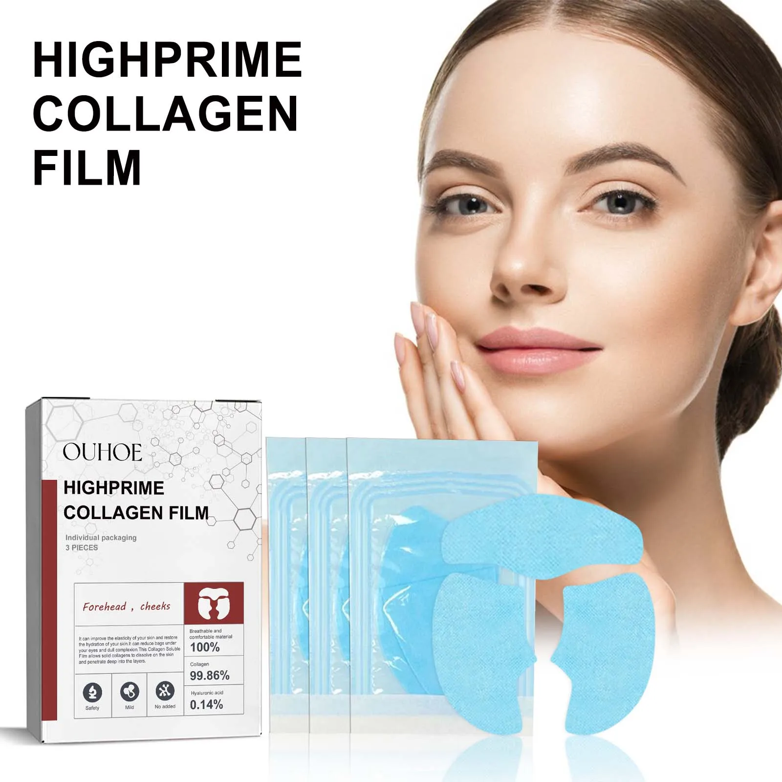 

Collagen Membrane Set Paper Soluble Facial Mask Cheek Sticker Forehead Patch Fade Smile Lines Patches Tightening Skin Care