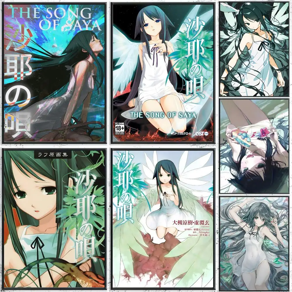 Game Saya no Uta Poster Aesthetic Self‑Adhesive Waterproof Wall Art Print Home Decor for Bedroom Living Room Bar