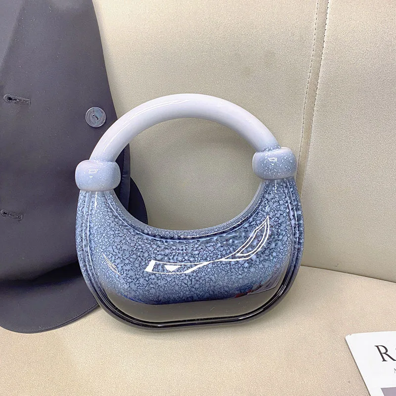 

Luxury Designer Shoulder Bags Moon Bag Evening Bag Purses and Handbag Party Wedding Round Acrylic Shiny Clutch purse
