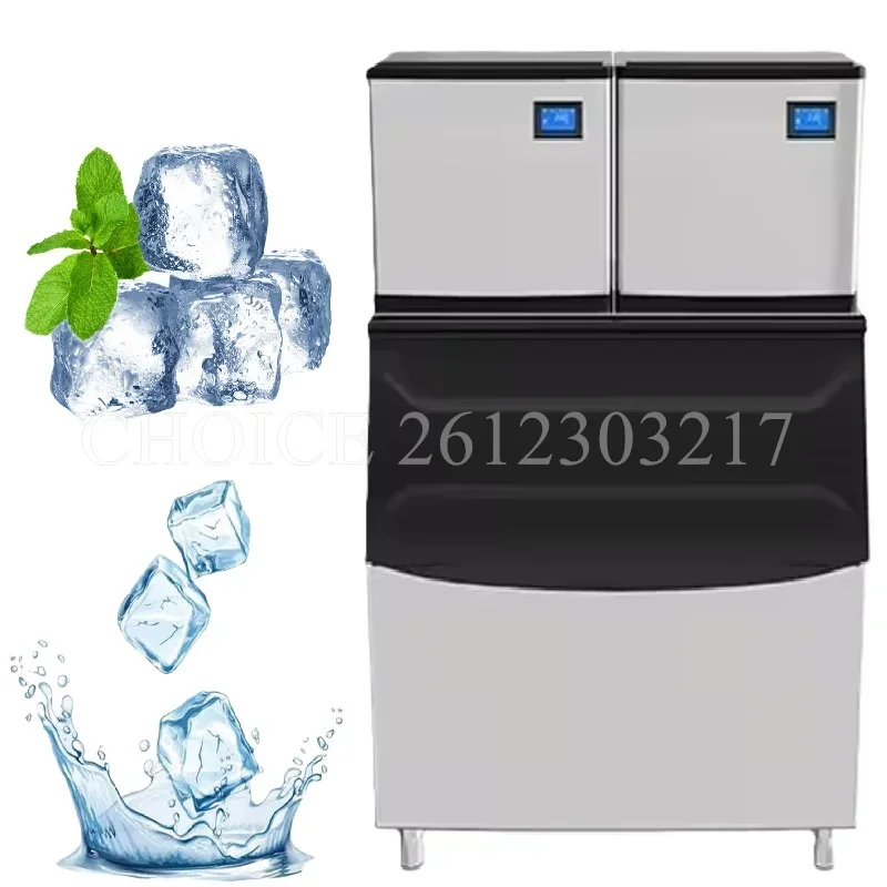 900-1300kg Large Capacity Ice Cube Making Machine Led Display Ice Maker Machine for Drink Shop Automatic Ice Block Making Maker