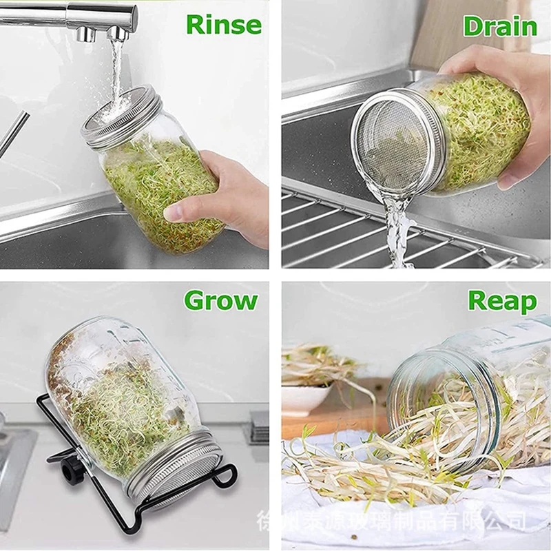 1 Set Seed Sprouting Lids Stainless Steel Sprout Lids Sprouting Lids With Screen For Wide Mouth Jars