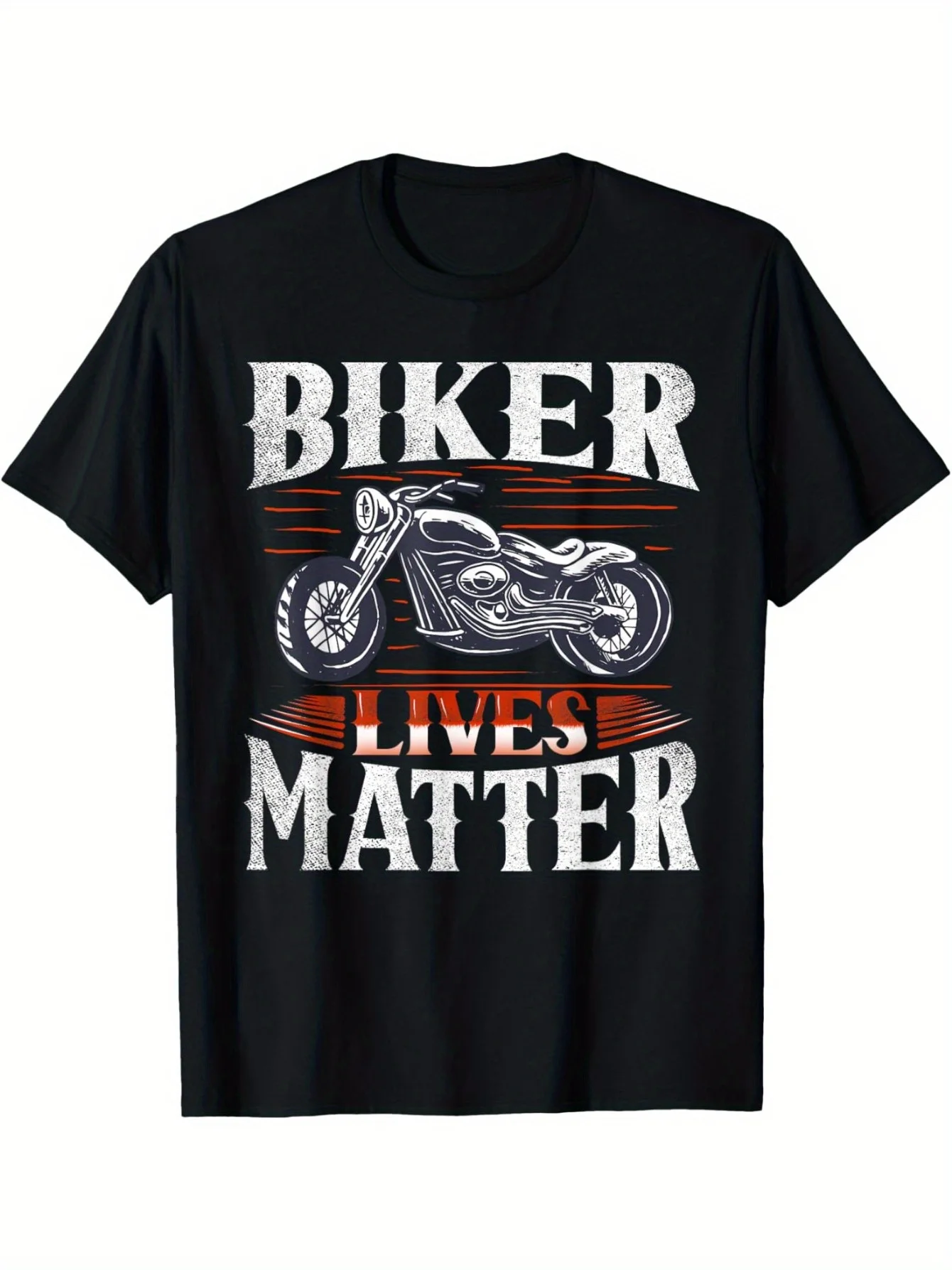 

Men's Casual Cotton Crew Neck T-Shirt With Biker Lives Mattern Motorcycle Print Summer Women Short Sleeves Creative Style