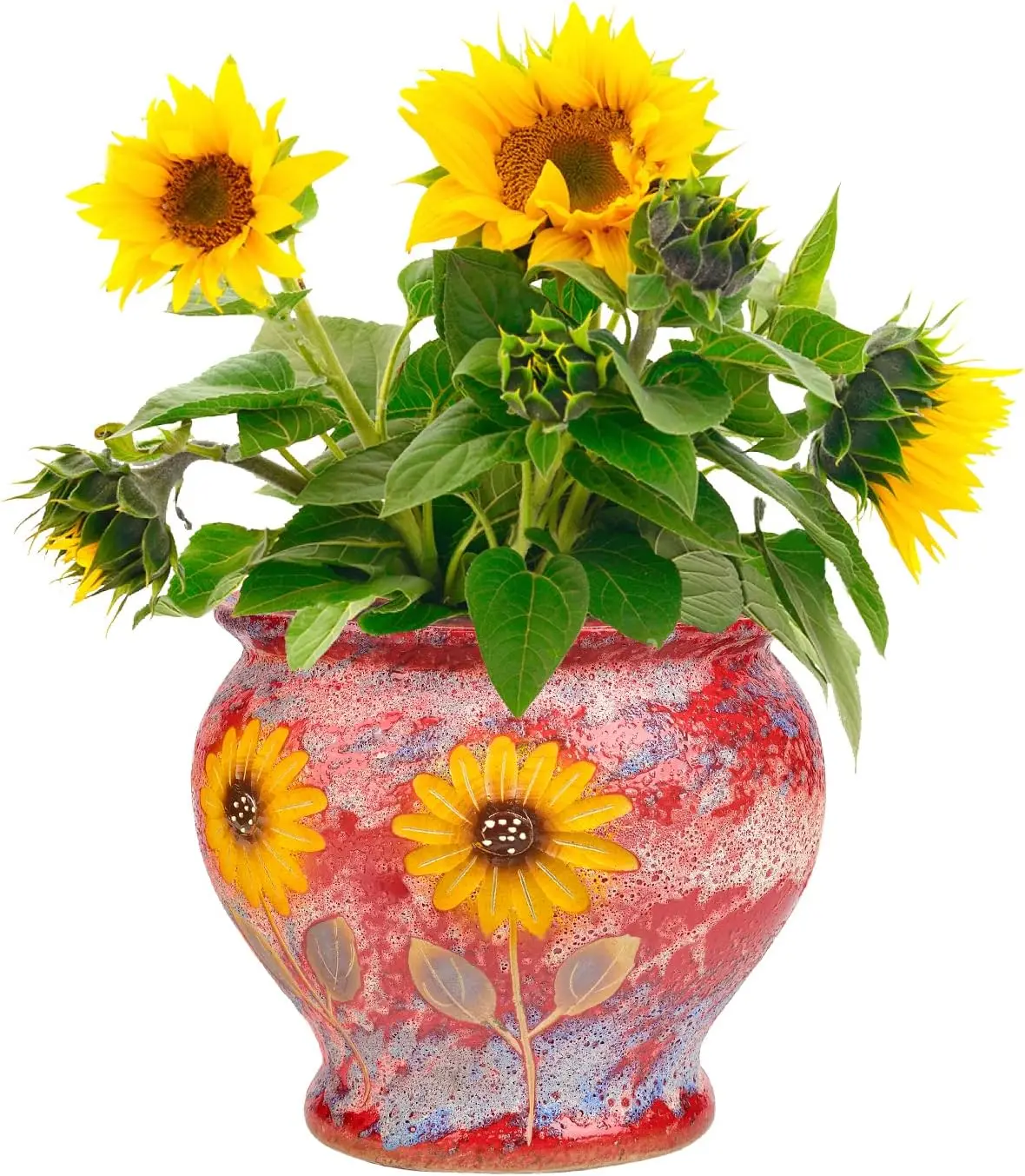 Indoor Outdoor Decor Ceramic Vintage Large Flower Pot, Hand Painted Succulent Planter