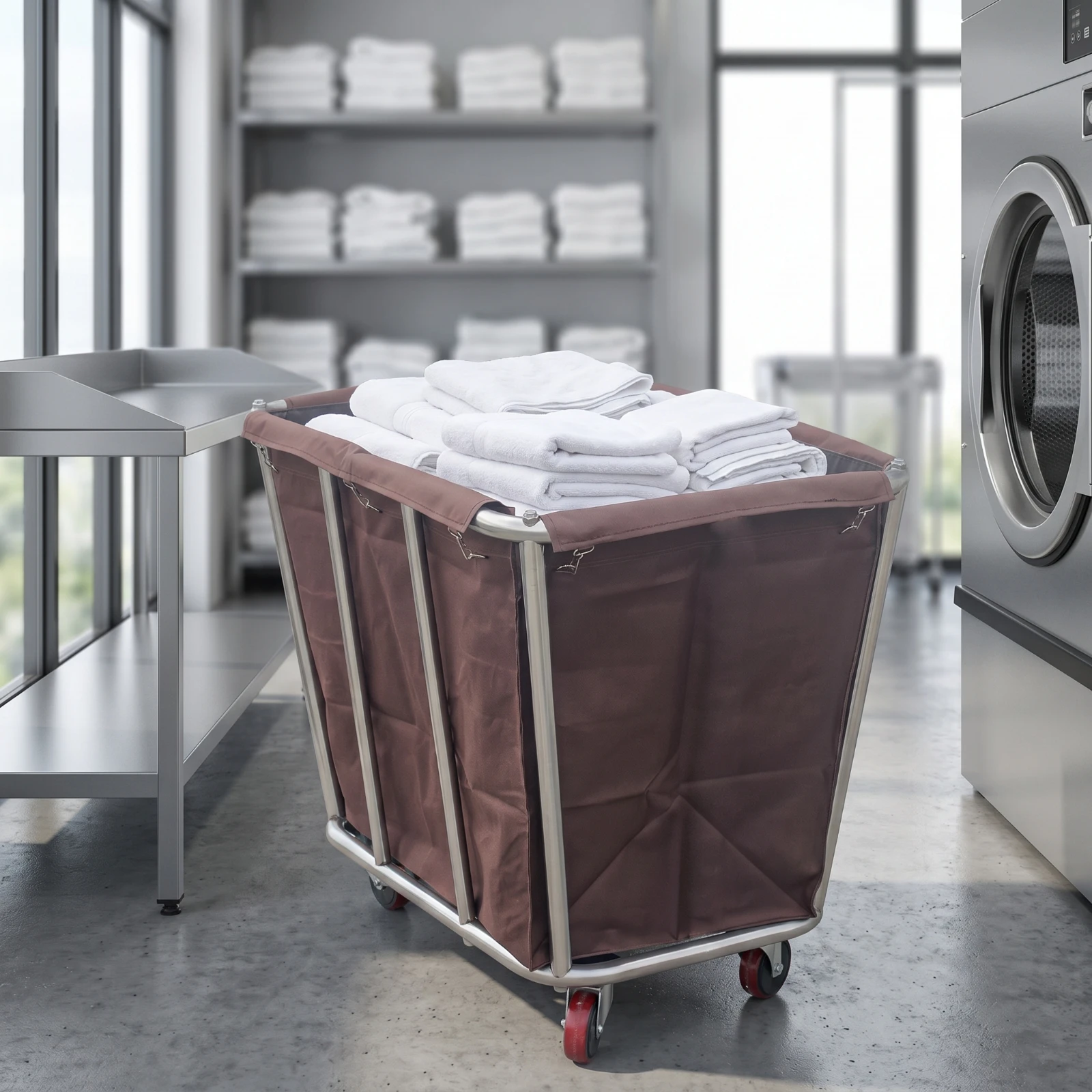 Linen Cart with Wheels Commercial Linen Cart Laundry Trolley Detachable Silent for Housekeepers, Hotels, Hospitals