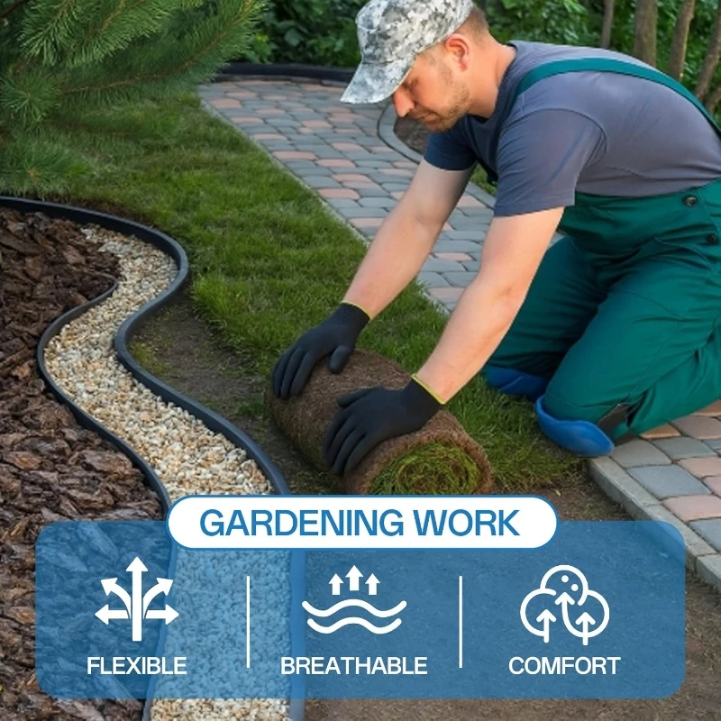 2/6 paires de gants de travail de sécurité enduits de PU gants de jardinage en nylon tricotés sans couture antidérapants avec polyuréthane pour usage extérieur industriel