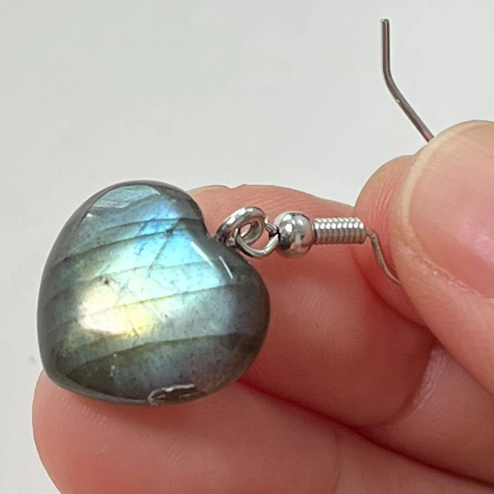 Natural Stone Irregular Shape Bead Blue Purple Labradorite Earrings