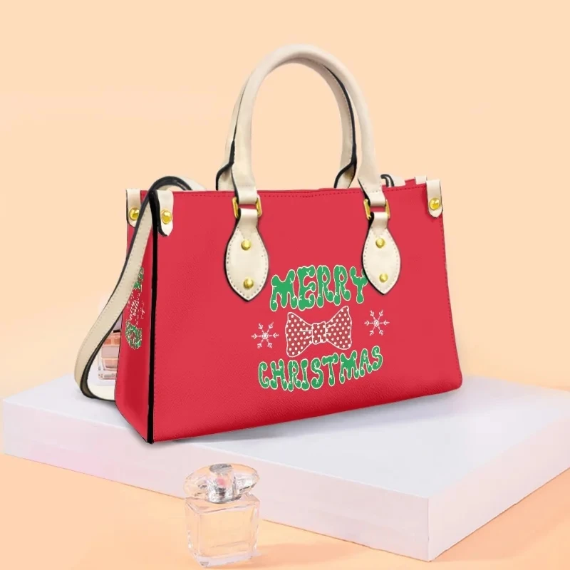 Merry Christmas Print on Demand Women Leather Handbags for Girls Ladies Crossbody Bag Wholesale Dropshipping Present for Women