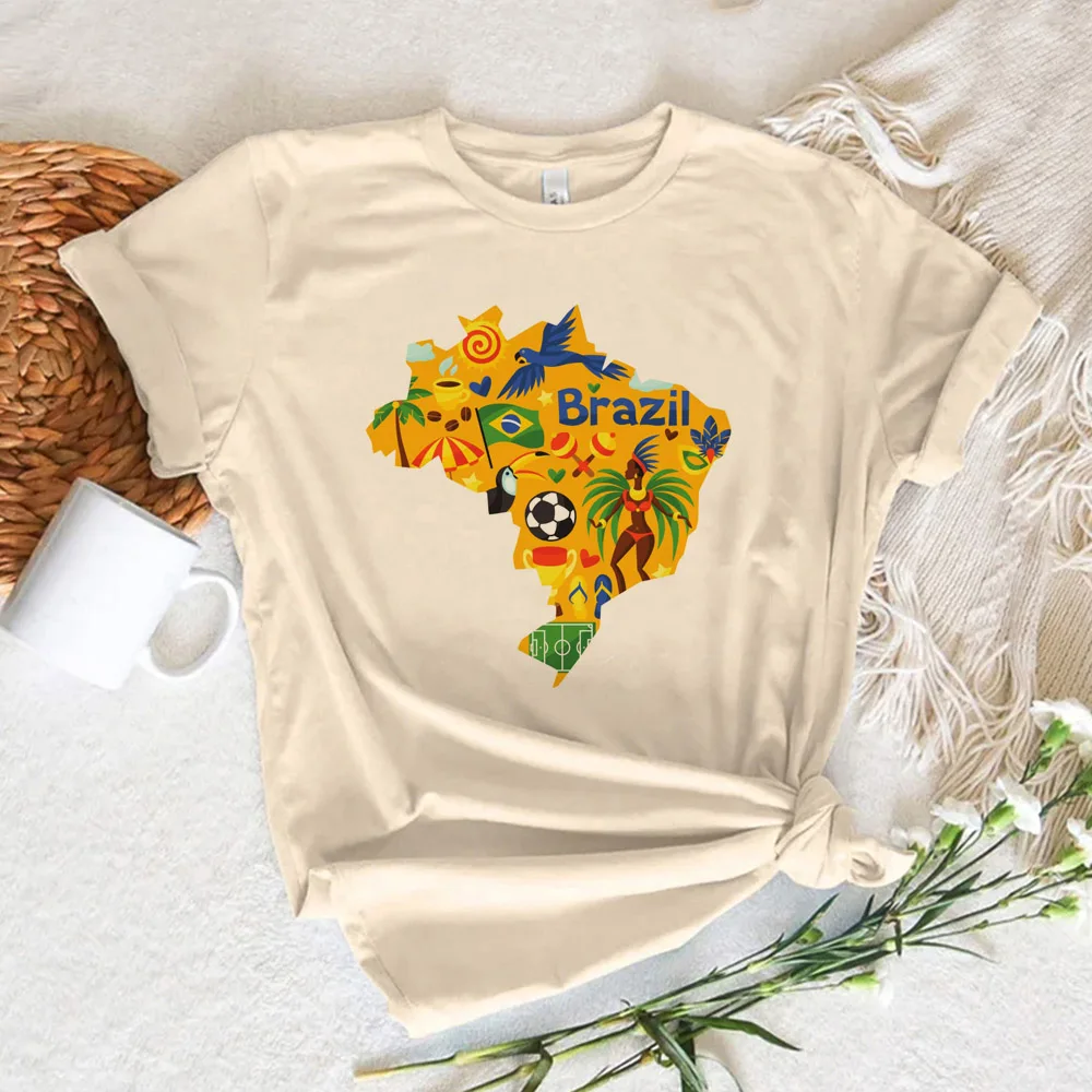 Brazil t-shirts women Y2K graphic funny Tee female harajuku clothes