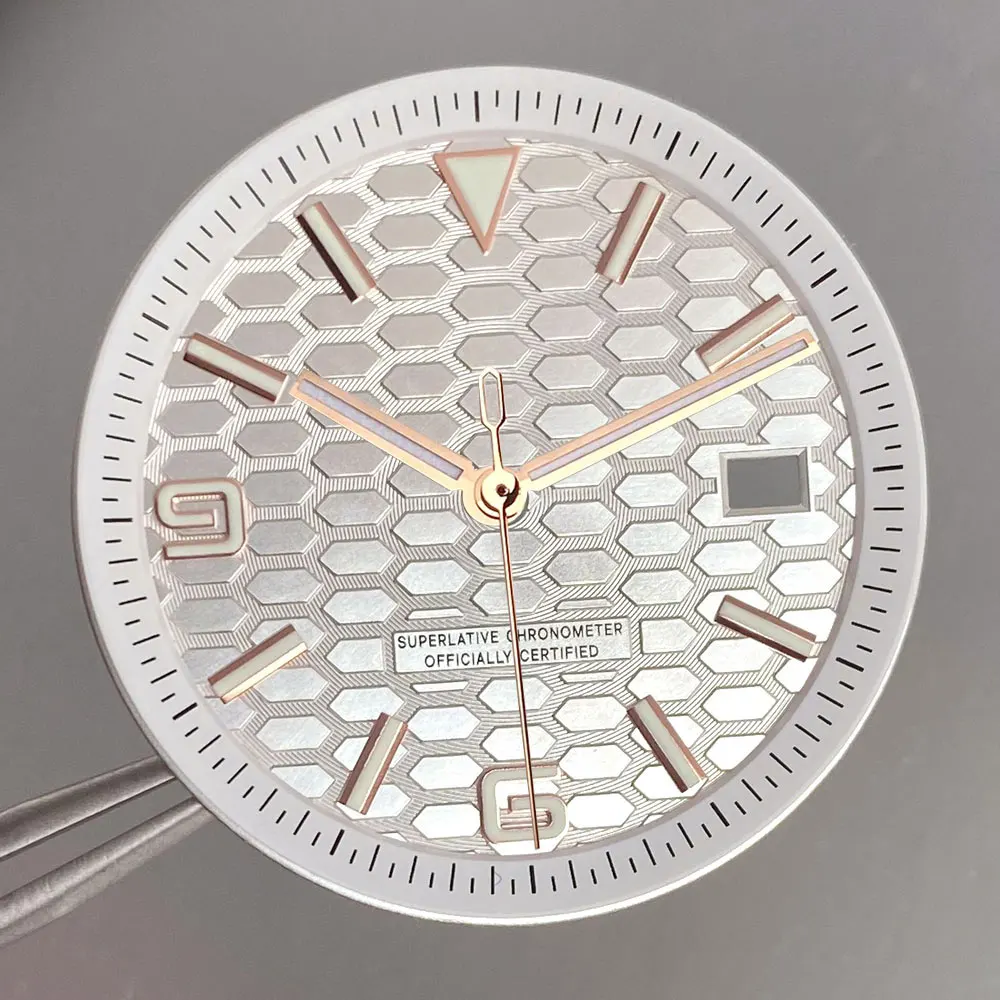 34mm Watch Dial black/silver/blue face Pattern Hands Set for NH35 Movement Dial NH35 Pointer Accessories Watch Parts lume marks