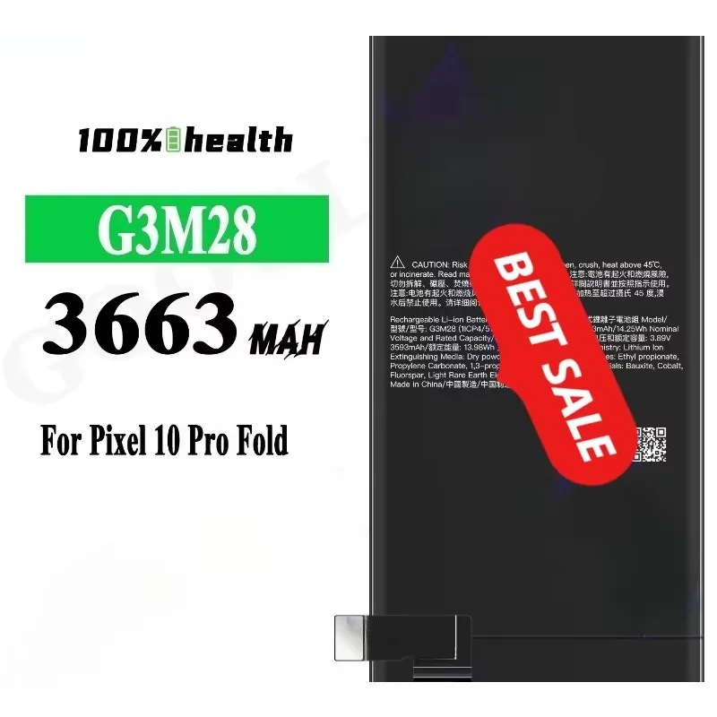 GU46C/G3M28 for Google Pixel 10 Pro Fold Phone Battery 0 Cycle High Capacity Battery Replacement Bateria Grade A Cell with Tools