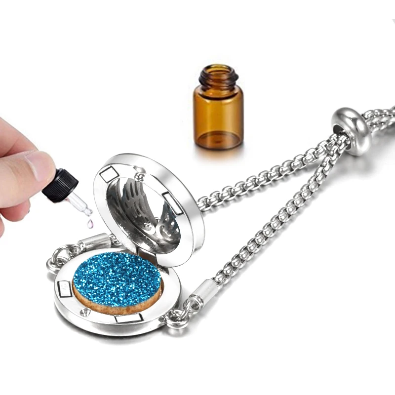 New Zircon Snowflake Bangle Essential Oil Diffusing Perfume Locket Adjustable Cross Chain Aroma Bracelet Women Romantic Jewelry