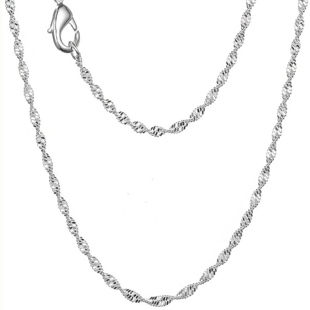Hot luxury 925 Sterling Silver 40-75CM special 2mm Side Chain Necklace For Women Fashion designer Jewelry Wedding Christmas Gift