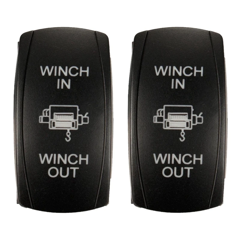 2X 7Pin Laser-Momentary Rocker Switch Winch In Winch Out 12V ON-OFF-ON LED Light Red & Blue