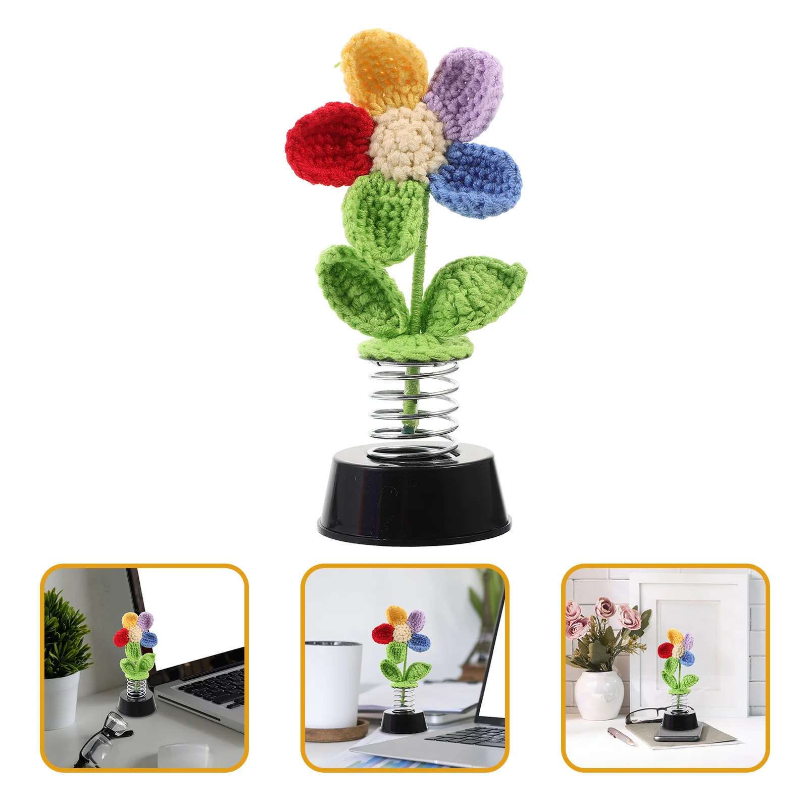 

Crochet Flower Rose Desktop Decor Handmade Wool Craft Office Home Decoration Lifelike Floral Gift Crochet Flowers