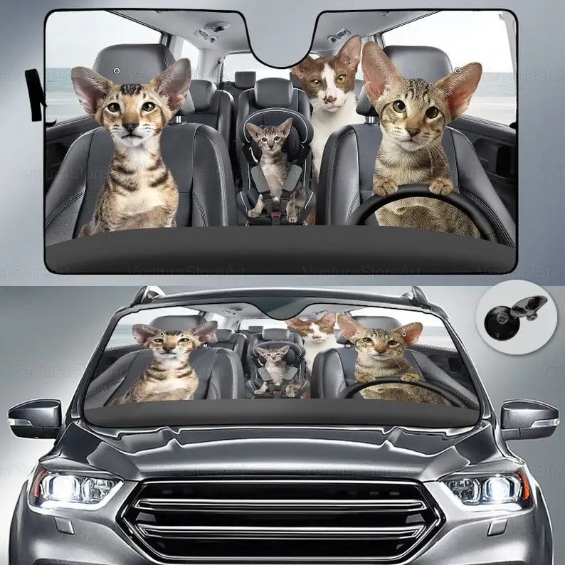 

Oriental Cat Family Car Sun Shade, Windshield Sun Shade, Oriental Gift, Cat Car Auto Sun Shade, Cute Car Accessories, Oriental S