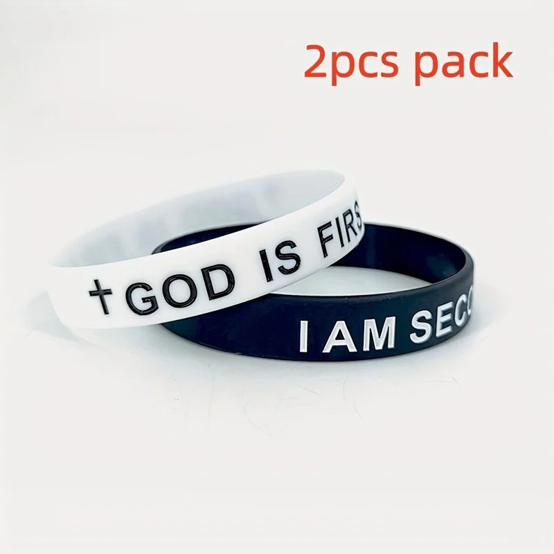 2pcs/pack Fashionable men's bracelet, silicone sports bracelet, novel letter wristband