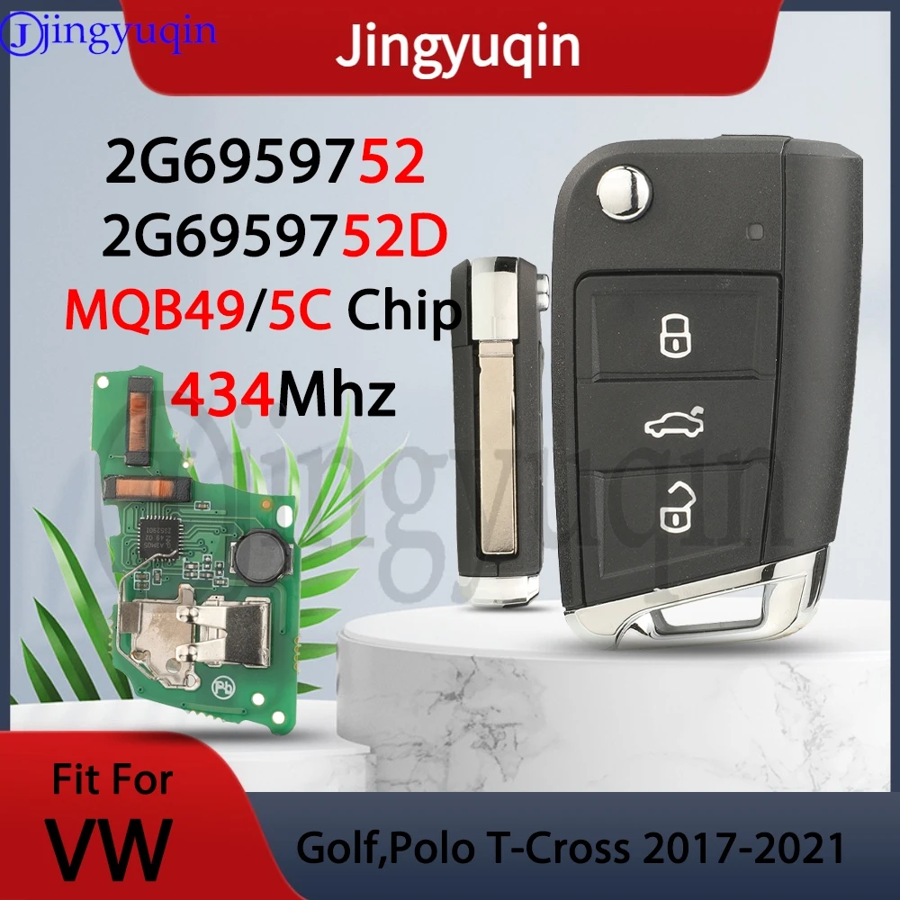 

Jingyuqin 434 МГц MQB49/5C чип оригинальный 2G6959752/2G6959752D для VW Volkswagen POLO 2017-21 пульт дистанционного управления автомобильный ключ HU162t лезвие
