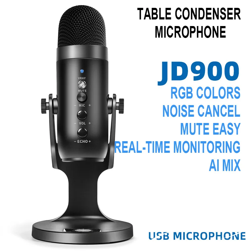 

Usb Condenser Microphone Mobile Computer Live Karaoke Recording Ps4 Game Microphone Rgb Colorful Breathing Atmosphere Light