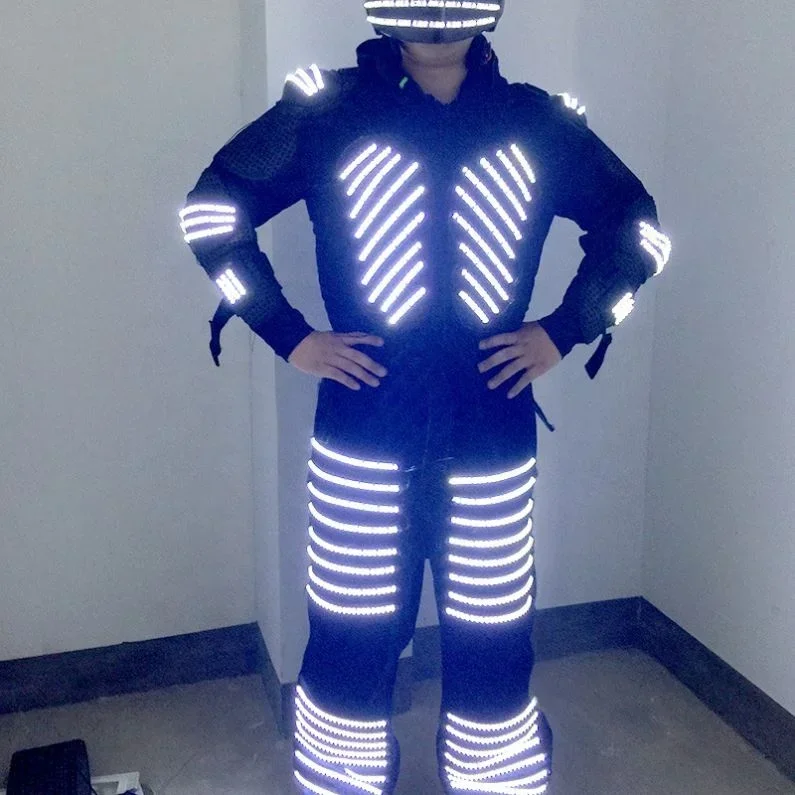 

Светодиодный светящийся костюм для косплея для взрослых - настраиваемый флуоресцентный костюм для выступлений, реквизит для барных и винных мероприятий