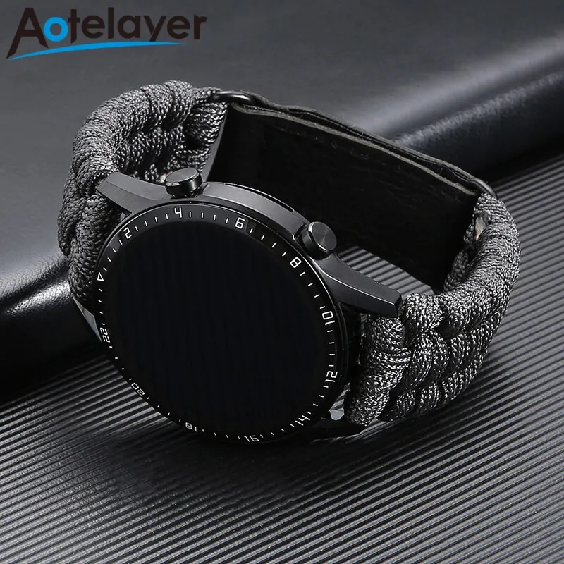 20 22mm Braided Flat Head Universal Watchband Colorful Velcro Style For Galaxy Watch 3/4/5 41/45mm 40/44 42/46mm Gear S3 Band