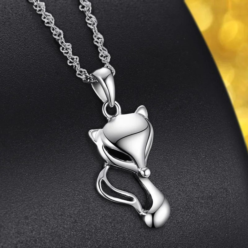

Unique 925 Sterling Silver Animal Fox Pendant Necklaces for Women Girls Wedding Party Fashion Jewelry Gifts Accessory