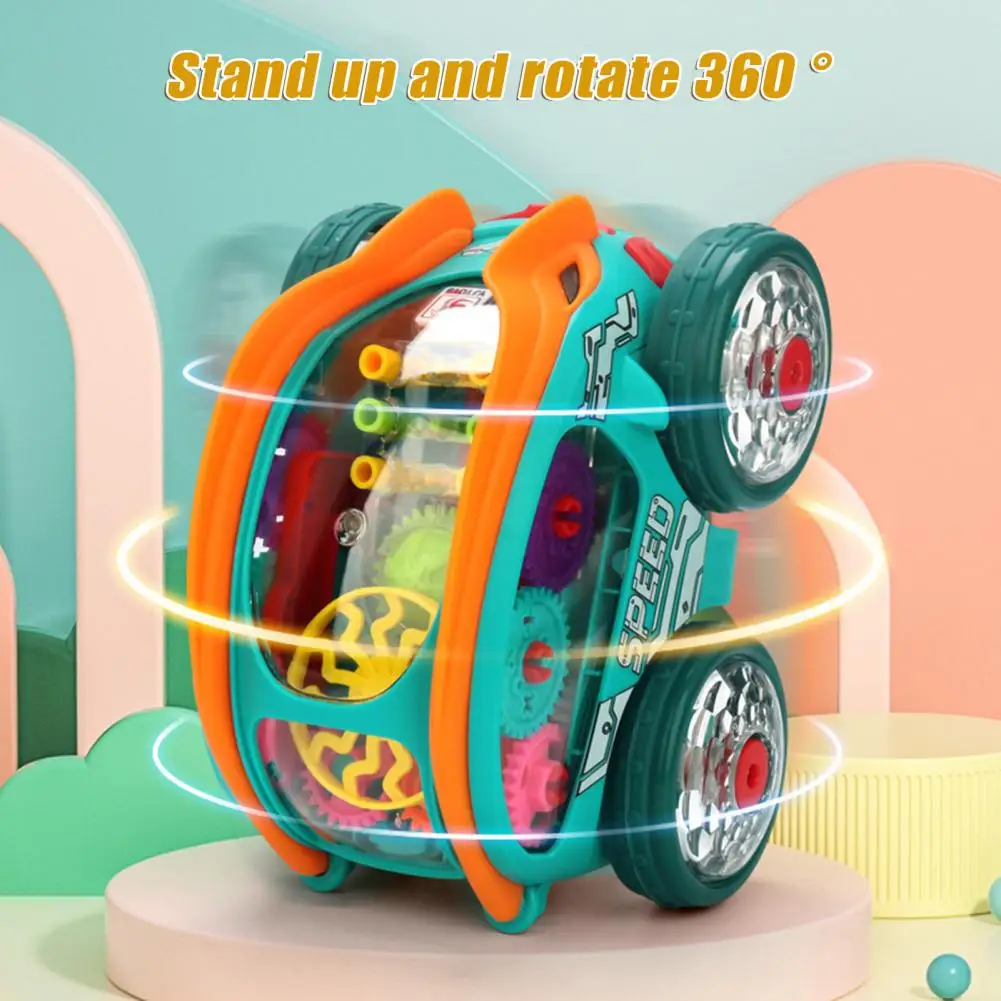 Clear Car Electric Rotating Stunt Car Toy Car Music and Light Led Lighting Children Toy Boys Girls Birthday Gifts