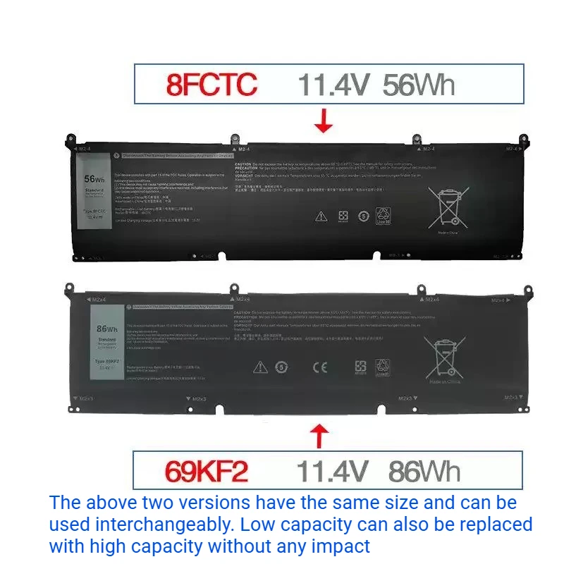 69KF2 86Wh 8FCTC 56Wh Replacement Laptop Battery for Dell Inspiron G15 5510 5520 5511 5515 XPS15 9500 P91F M15 M17 R3/R4 Bateria