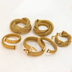 USENSET Stylish Hollow Mesh Series Stainless Steel Bangle Unisex Multi-Layer Gold Plated Bracelet Arm Accessories Gift