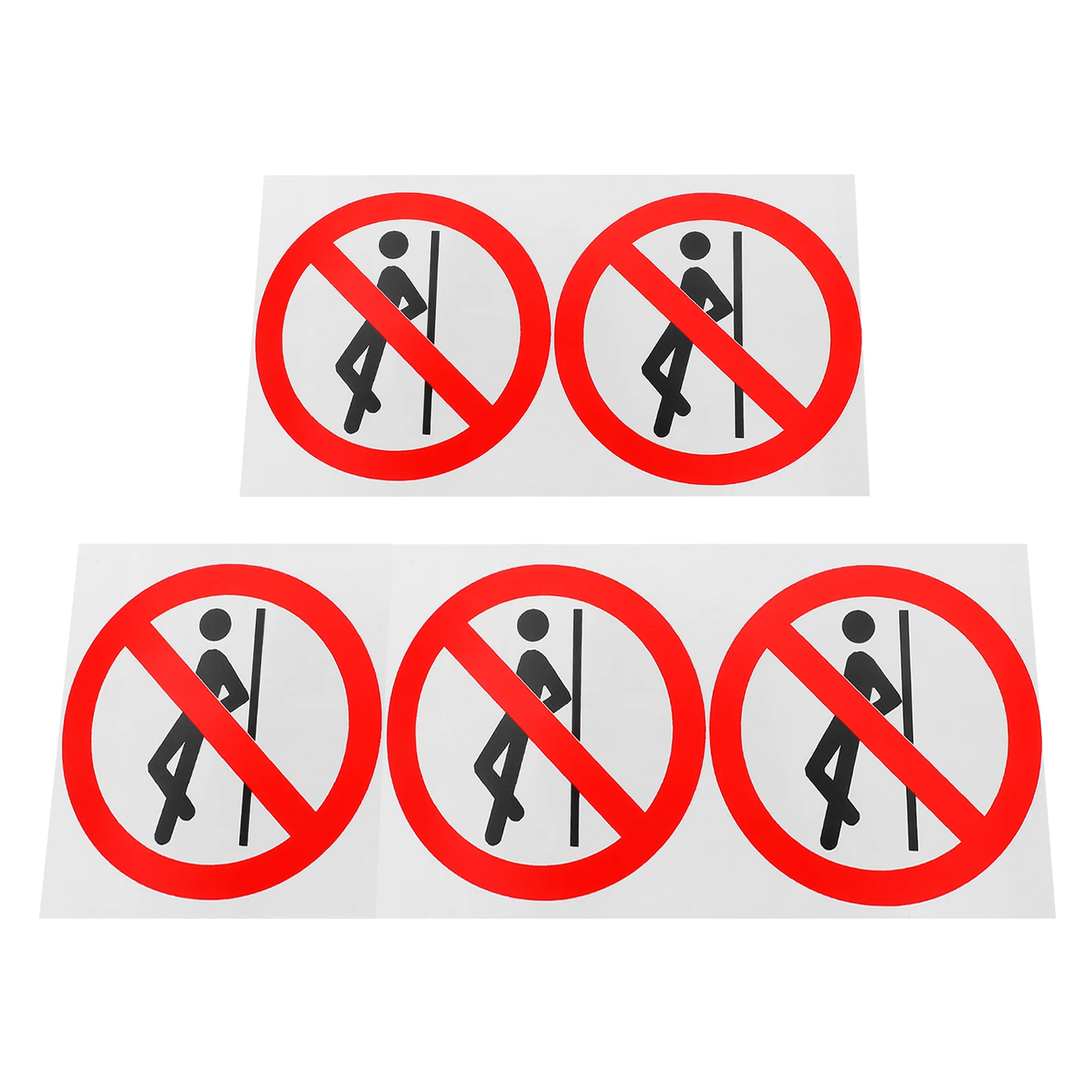 

5PCS Safety Warning Signs Round PVC Self-adhesive No Leaning Stickers for Factory Construction Traffic