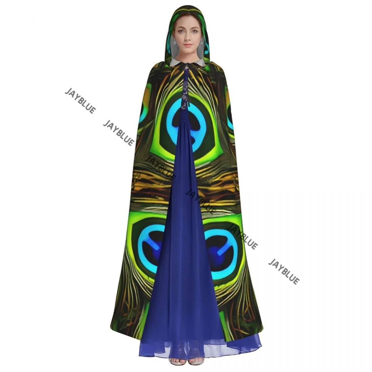 الكبار عباءة الرأس مقنعين الطاووس ريشة نمط القرون الوسطى زي الساحرة ويكا مصاص دماء قزم بوريم كرنفال حفلة #3