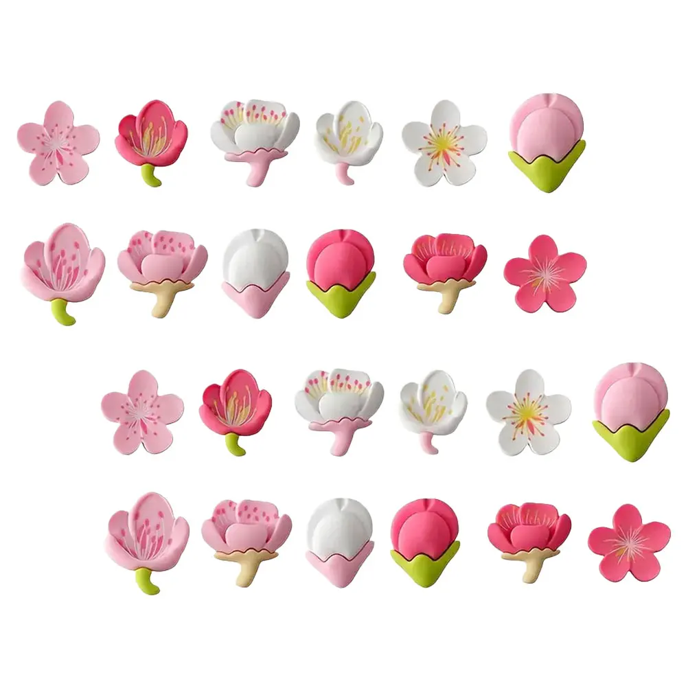 

24pcs Flower Push Decorative Thumb Cherry Blossom Resin Design Large Cute Office Supplies For Cork Board Bulletin Board Wall