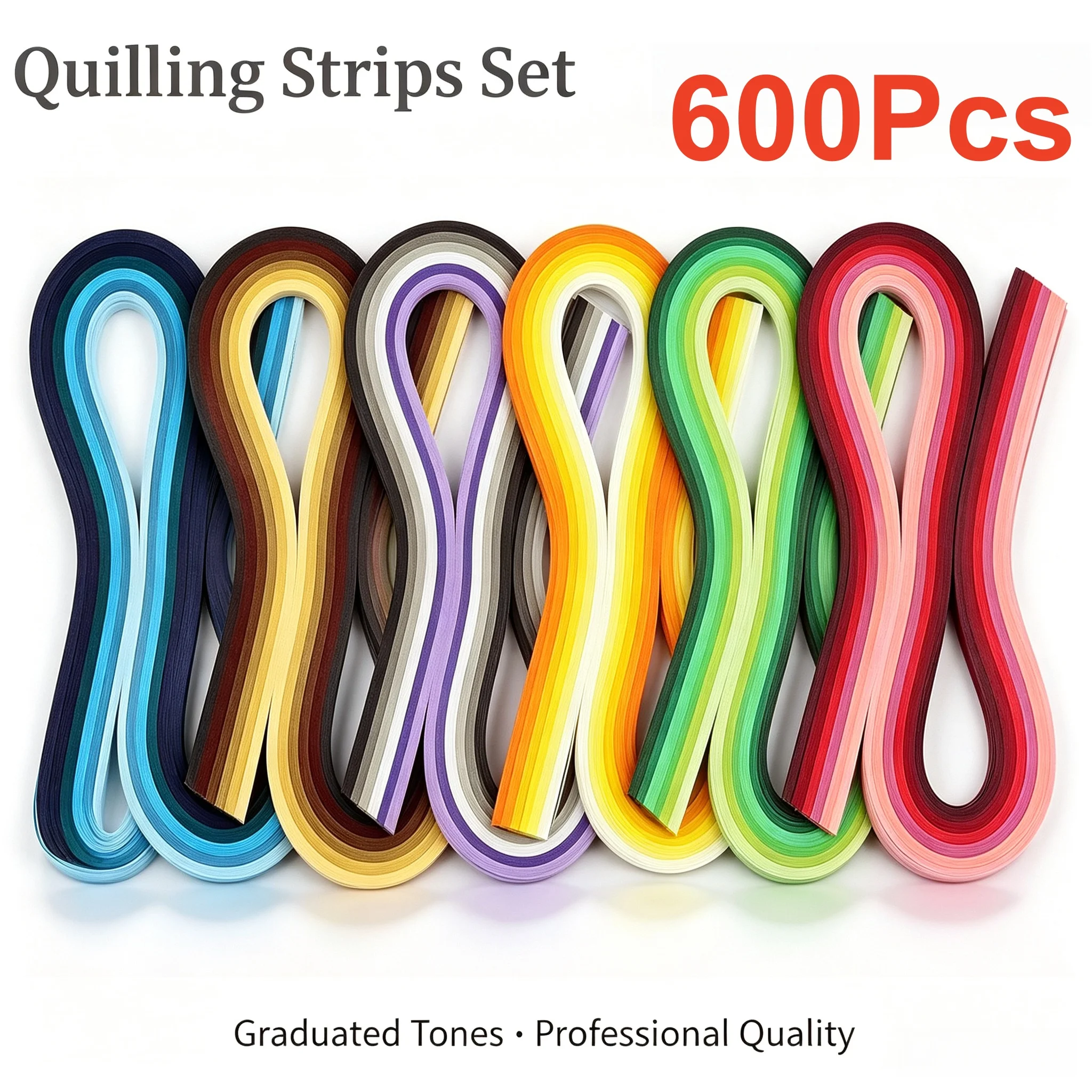 Art Quilling Craft - 600 szt. Tęczowe paski do quillingu