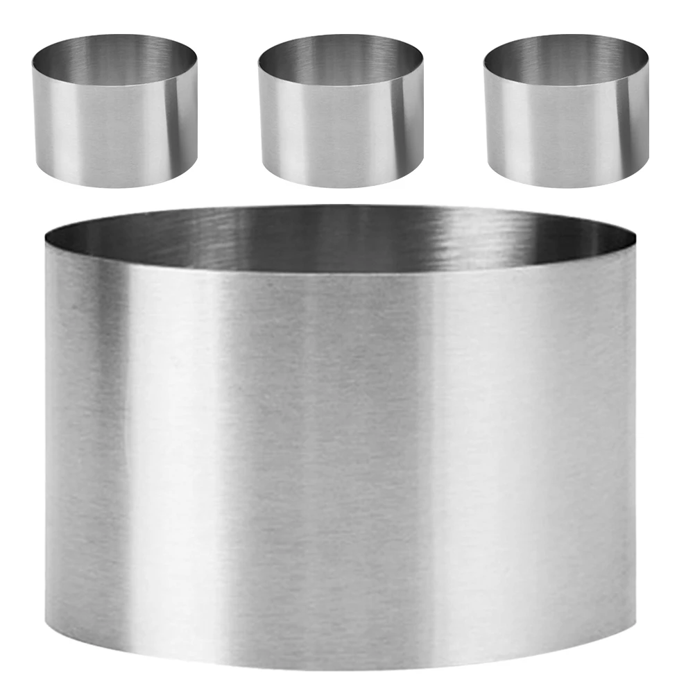 

4pcs Stainless Steel Mousse Ring Mold Round Cake Ring Molds For Baking Dessert Pastry Kitchen Cooking Tool Cake Molds For Baking