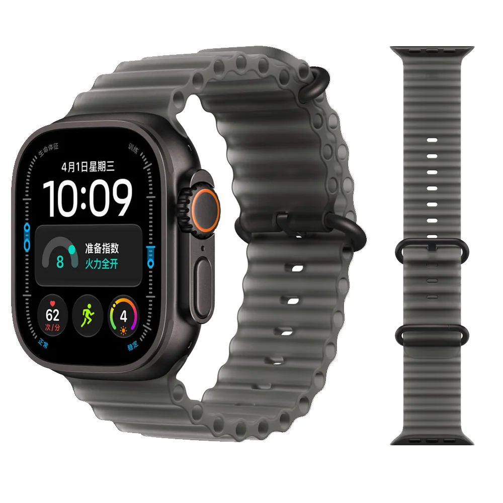 Pulseira Ocean para Apple Watch Ultra 4 3 2, 49mm 44mm 40mm 45mm 42 46mm, pulseira de silicone iWatch Series SE 8 9 10 11 12